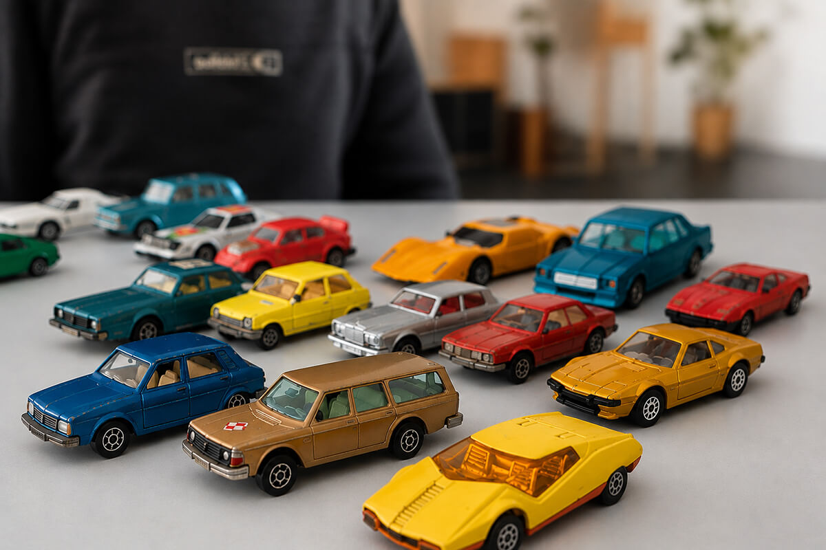 Kindliche Sammlung von Modellautos